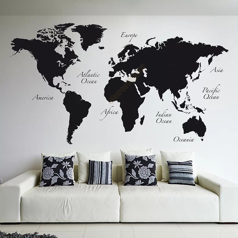 Star Map Poster - Large World Map Vinyl Wall Decal