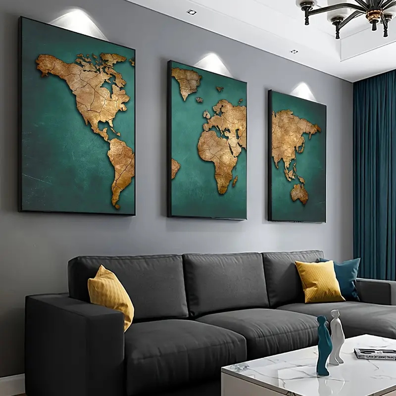 Retro World Map 3pcs/set Canva - Star Map Poster recension och pris