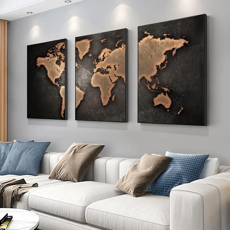 Retro World Map 3pcs/set Canva - Star Map Poster recension och pris